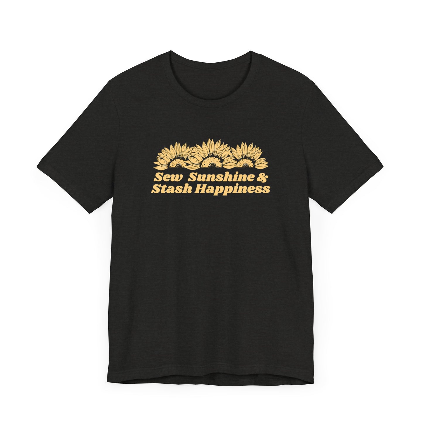 Sew Sunshine and Stash Happiness.  This fun tee is ready to put out your positive vibes as you shop and sew!