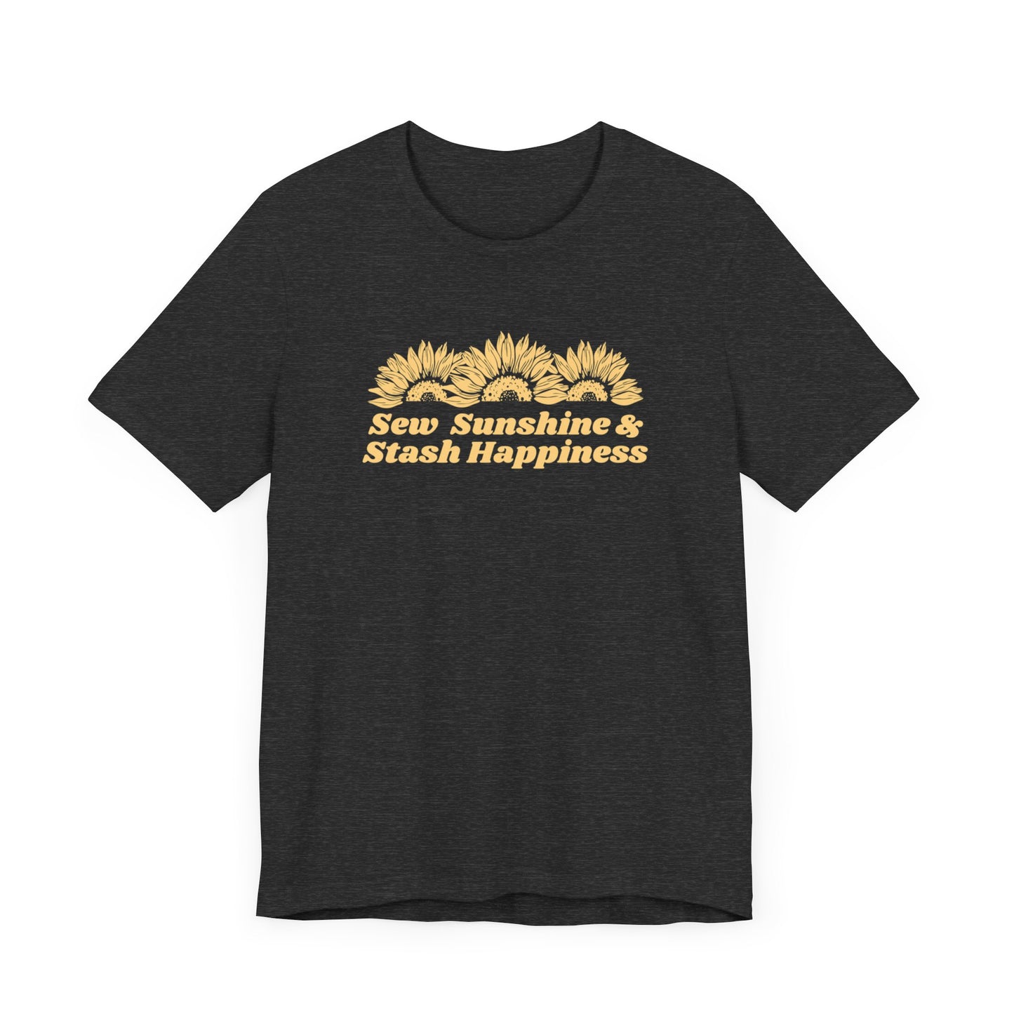 Sew Sunshine and Stash Happiness.  This fun tee is ready to put out your positive vibes as you shop and sew!