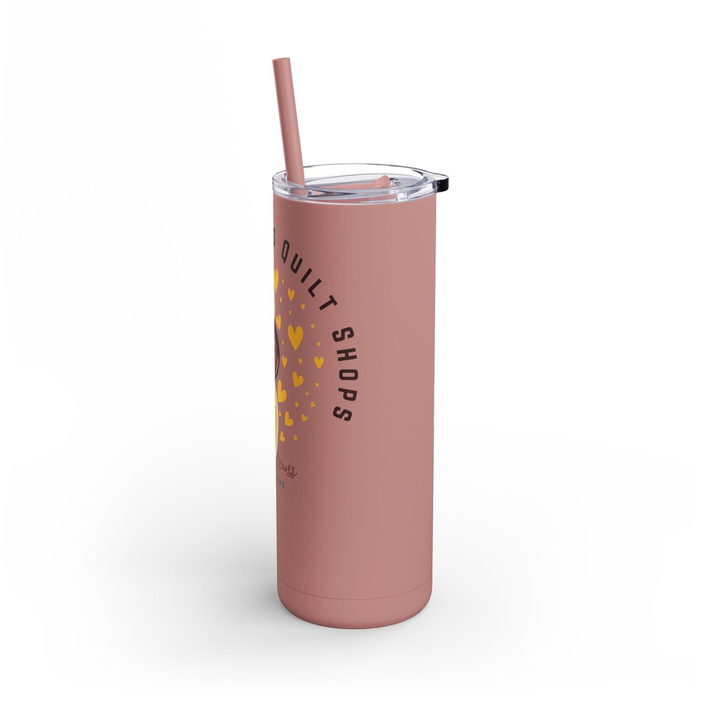 Hydrate, quilt, stop and shop!  This fun 20 oz straw tumbler says it all!